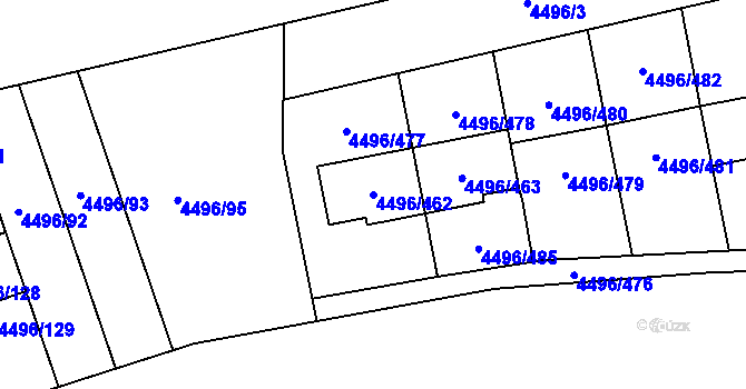 Parcela st. 4496/462 v KÚ Most II, Katastrální mapa