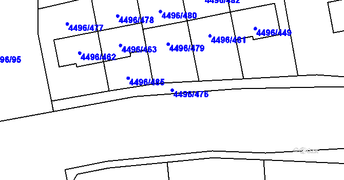 Parcela st. 4496/476 v KÚ Most II, Katastrální mapa