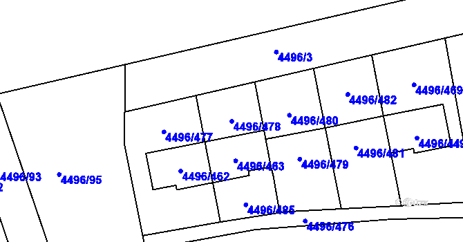 Parcela st. 4496/478 v KÚ Most II, Katastrální mapa