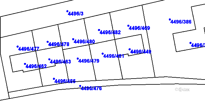 Parcela st. 4496/481 v KÚ Most II, Katastrální mapa