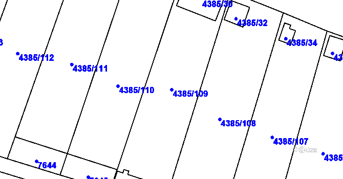 Parcela st. 4385/109 v KÚ Most II, Katastrální mapa