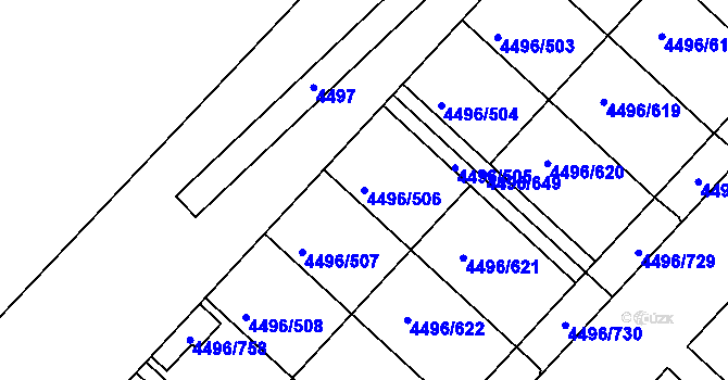 Parcela st. 4496/506 v KÚ Most II, Katastrální mapa