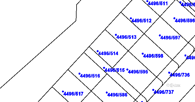 Parcela st. 4496/514 v KÚ Most II, Katastrální mapa