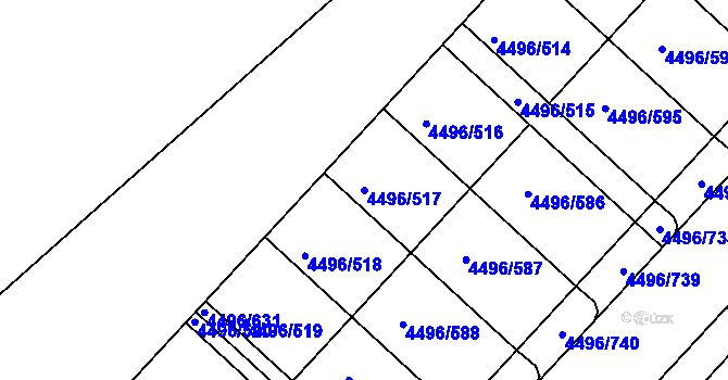 Parcela st. 4496/517 v KÚ Most II, Katastrální mapa