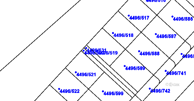 Parcela st. 4496/519 v KÚ Most II, Katastrální mapa