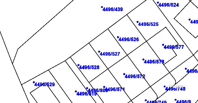 Parcela st. 4496/527 v KÚ Most II, Katastrální mapa