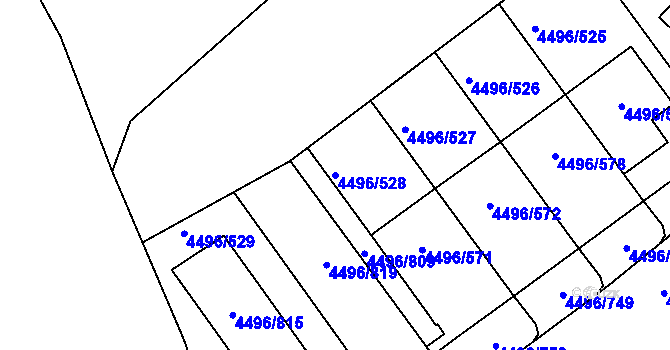 Parcela st. 4496/528 v KÚ Most II, Katastrální mapa