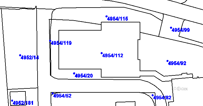 Parcela st. 4954/112 v KÚ Most II, Katastrální mapa