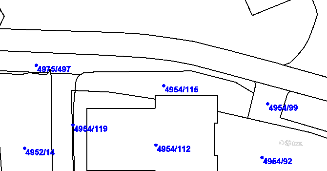 Parcela st. 4954/115 v KÚ Most II, Katastrální mapa