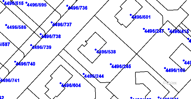 Parcela st. 4496/538 v KÚ Most II, Katastrální mapa