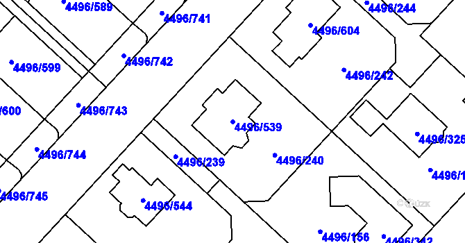 Parcela st. 4496/539 v KÚ Most II, Katastrální mapa