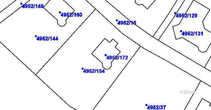 Parcela st. 4952/172 v KÚ Most II, Katastrální mapa
