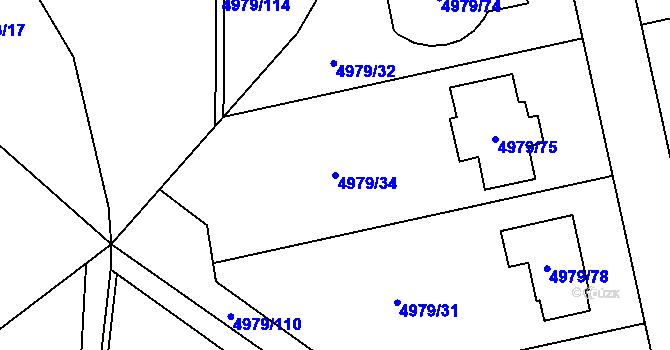 Parcela st. 4979/34 v KÚ Most II, Katastrální mapa