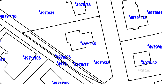 Parcela st. 4979/35 v KÚ Most II, Katastrální mapa