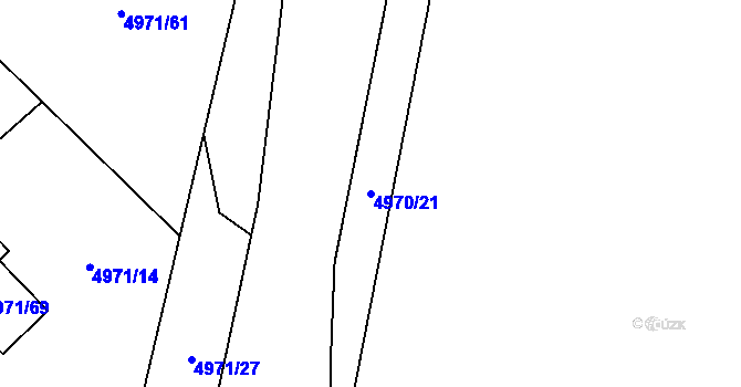Parcela st. 4970/21 v KÚ Most II, Katastrální mapa