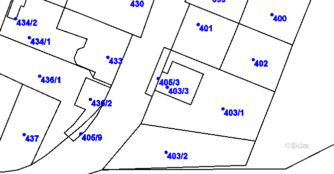 Parcela st. 403/3 v KÚ Most II, Katastrální mapa