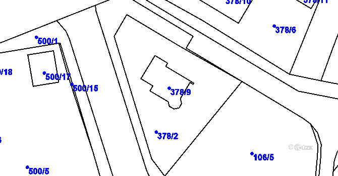 Parcela st. 378/9 v KÚ Most II, Katastrální mapa