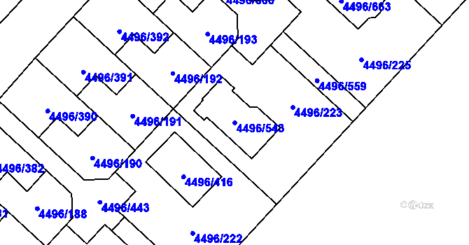 Parcela st. 4496/543 v KÚ Most II, Katastrální mapa