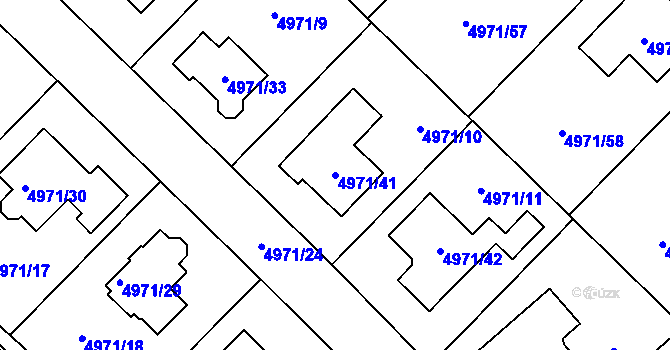 Parcela st. 4971/41 v KÚ Most II, Katastrální mapa