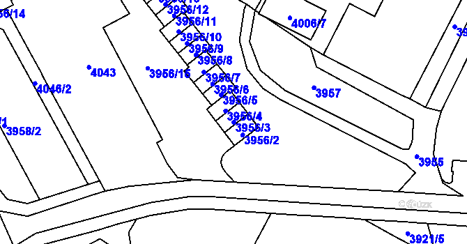 Parcela st. 3956/3 v KÚ Most II, Katastrální mapa