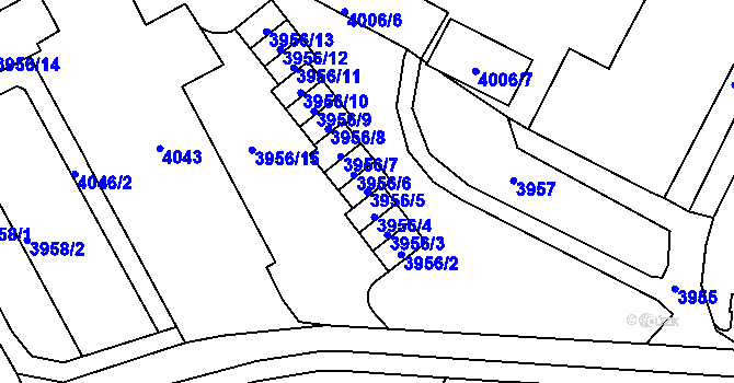 Parcela st. 3956/5 v KÚ Most II, Katastrální mapa