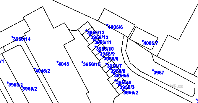Parcela st. 3956/9 v KÚ Most II, Katastrální mapa