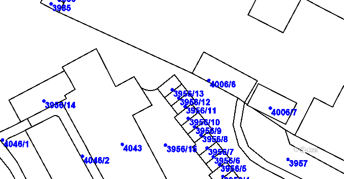 Parcela st. 3956/13 v KÚ Most II, Katastrální mapa