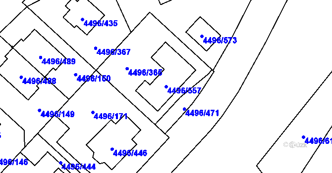 Parcela st. 4496/557 v KÚ Most II, Katastrální mapa