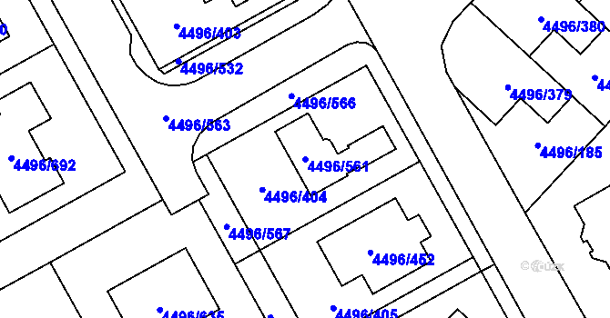 Parcela st. 4496/561 v KÚ Most II, Katastrální mapa