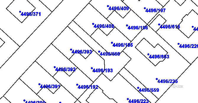 Parcela st. 4496/560 v KÚ Most II, Katastrální mapa