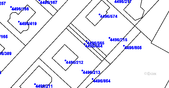 Parcela st. 4496/564 v KÚ Most II, Katastrální mapa