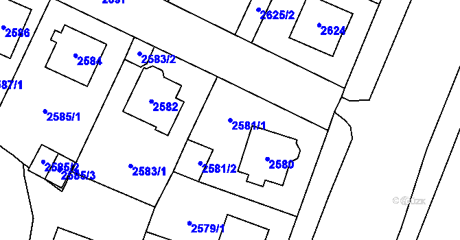 Parcela st. 2581/1 v KÚ Most II, Katastrální mapa
