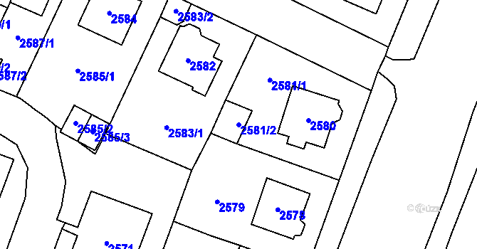 Parcela st. 2581/2 v KÚ Most II, Katastrální mapa