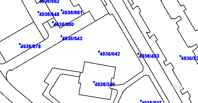 Parcela st. 4936/642 v KÚ Most II, Katastrální mapa