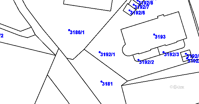 Parcela st. 3192/1 v KÚ Most II, Katastrální mapa