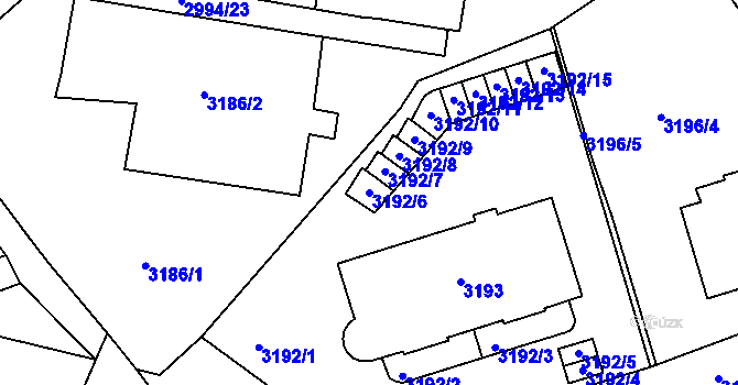 Parcela st. 3192/6 v KÚ Most II, Katastrální mapa
