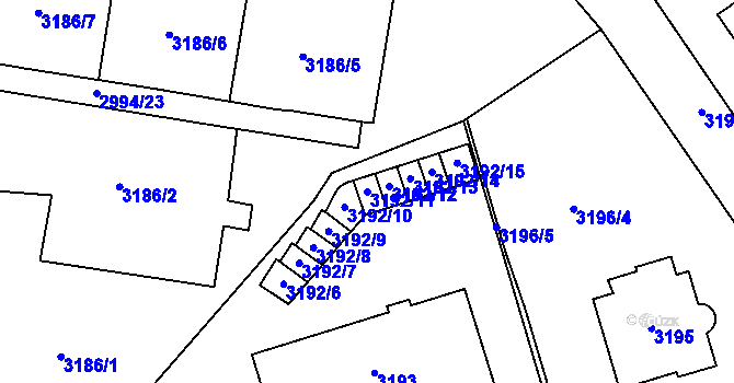 Parcela st. 3192/11 v KÚ Most II, Katastrální mapa