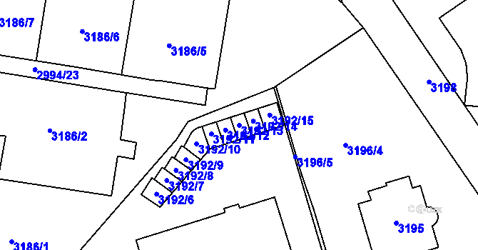 Parcela st. 3192/13 v KÚ Most II, Katastrální mapa