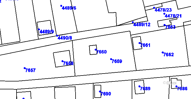 Parcela st. 7660 v KÚ Most II, Katastrální mapa