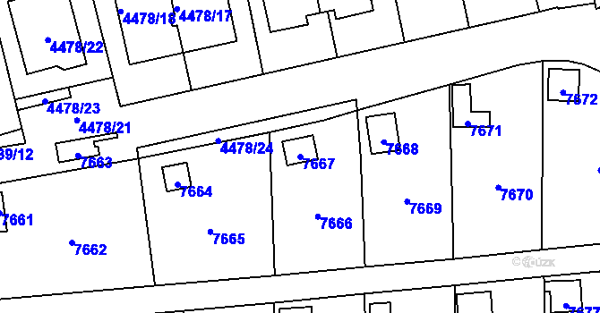 Parcela st. 7667 v KÚ Most II, Katastrální mapa