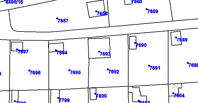 Parcela st. 7693 v KÚ Most II, Katastrální mapa