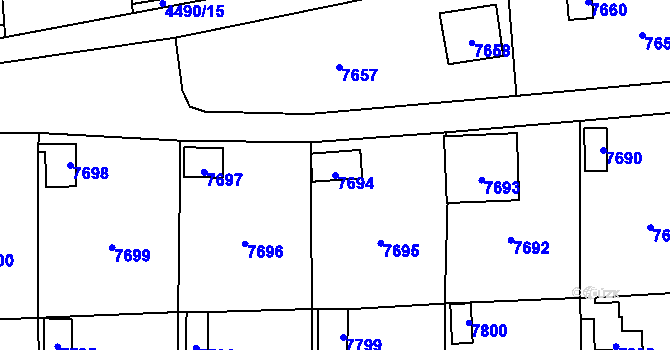 Parcela st. 7694 v KÚ Most II, Katastrální mapa