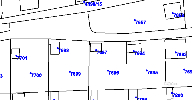 Parcela st. 7697 v KÚ Most II, Katastrální mapa