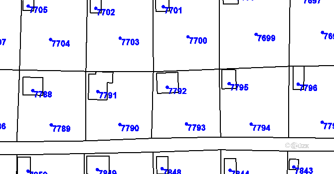 Parcela st. 7792 v KÚ Most II, Katastrální mapa