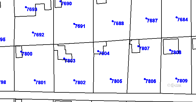 Parcela st. 7804 v KÚ Most II, Katastrální mapa