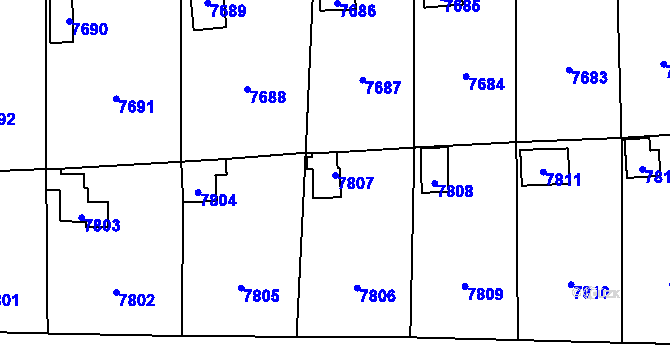 Parcela st. 7807 v KÚ Most II, Katastrální mapa