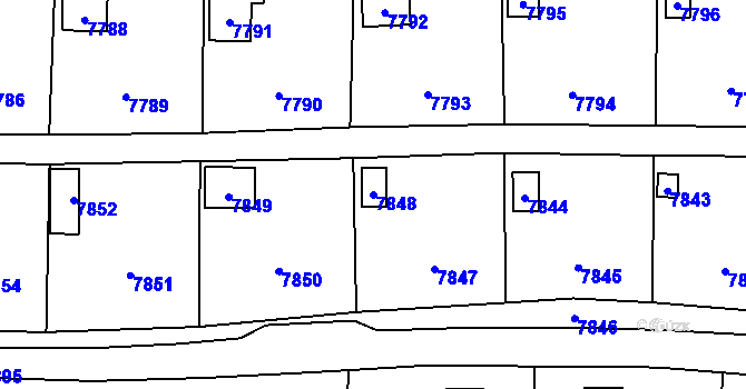 Parcela st. 7848 v KÚ Most II, Katastrální mapa