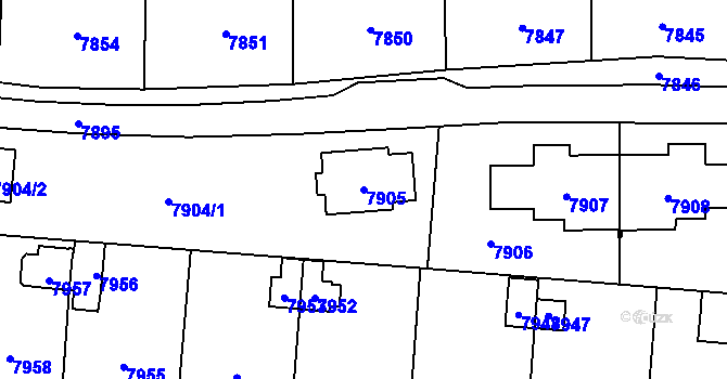 Parcela st. 7905 v KÚ Most II, Katastrální mapa
