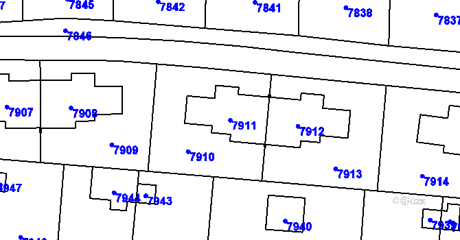 Parcela st. 7911 v KÚ Most II, Katastrální mapa