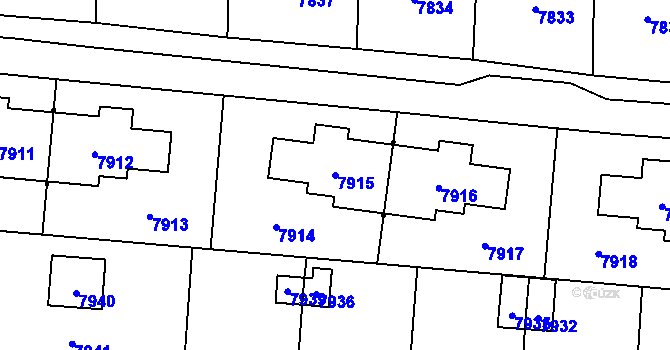 Parcela st. 7915 v KÚ Most II, Katastrální mapa